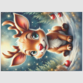 Papel De Seda Whimsical Baby Reindeer Christmas Rudolph