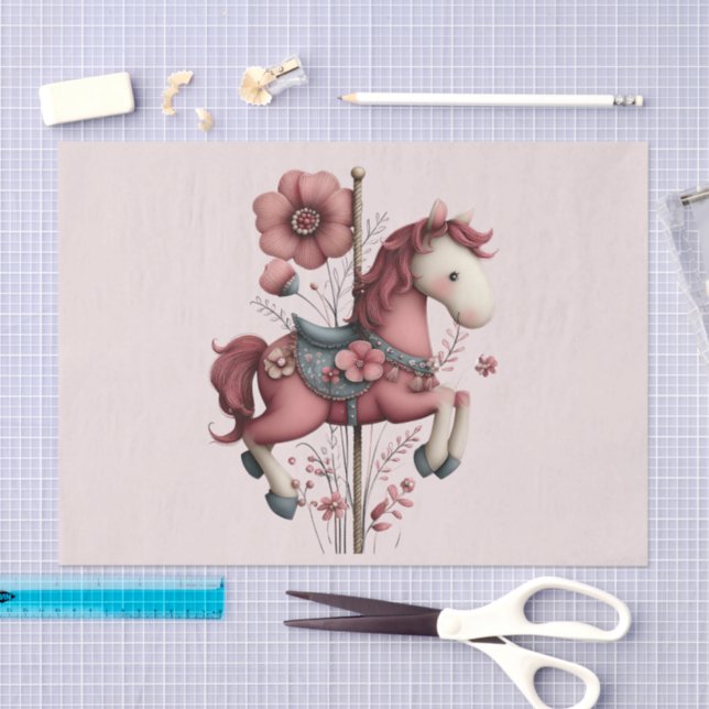 Papel De Seda Whimsical Carousel Horse Image (Arte )