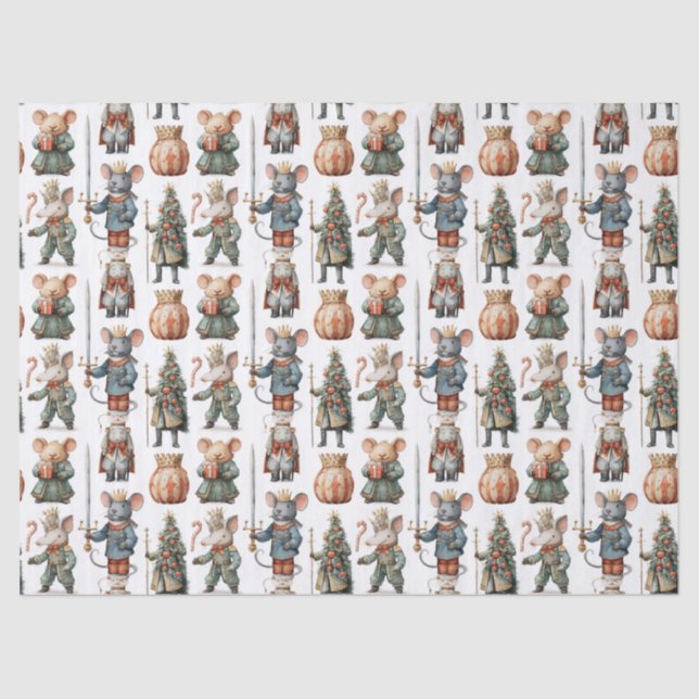 Papel De Seda Whimsical Christmas Nutcracker Mice (Frente )
