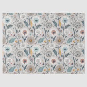 Papel De Seda Whimsical Dandelion & Floral Folk Art Seamless