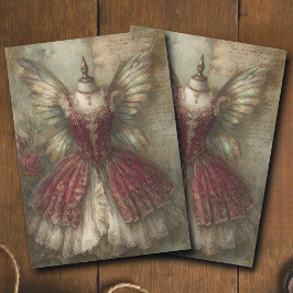 Papel De Seda Whimsical Fairy Crimson Ballet Costume Decoupage