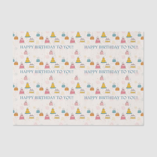 Papel De Seda Whimsical Floating Cakes w/Confetti  & Fireworks (Frente )