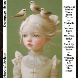 Papel De Seda Whimsical Girl, Birds In Her Hair EV9LZ Decoupage