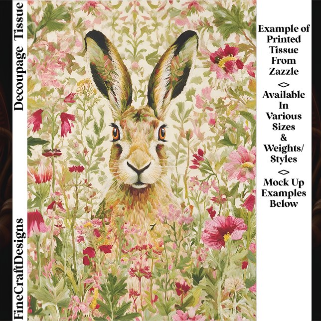 Papel De Seda Whimsical Hare Among Wildflowers EX7 Decoupage (Criador carregado)