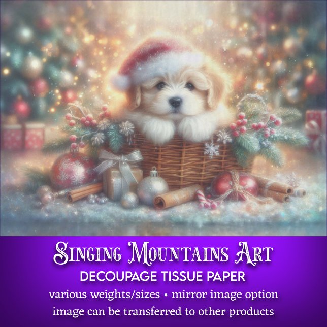 Papel De Seda Whimsical Puppy no Natal - Decoupage de Natal (Criador carregado)