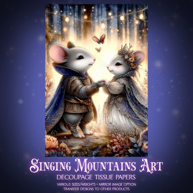 Papel De Seda Whimsical Renaissance Mouse Enchanted Forest  (Criador carregado)