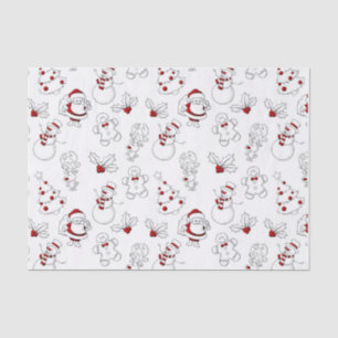 Papel De Seda Whimsical Snowman e Papai Noel