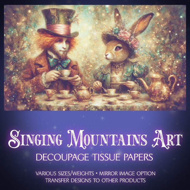 Papel De Seda Whimsical Victorian Wonderland Tea Party Decoupage (Criador carregado)