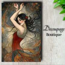 Whimsical Waltz Art Nouveau Dream in Rust & Silver