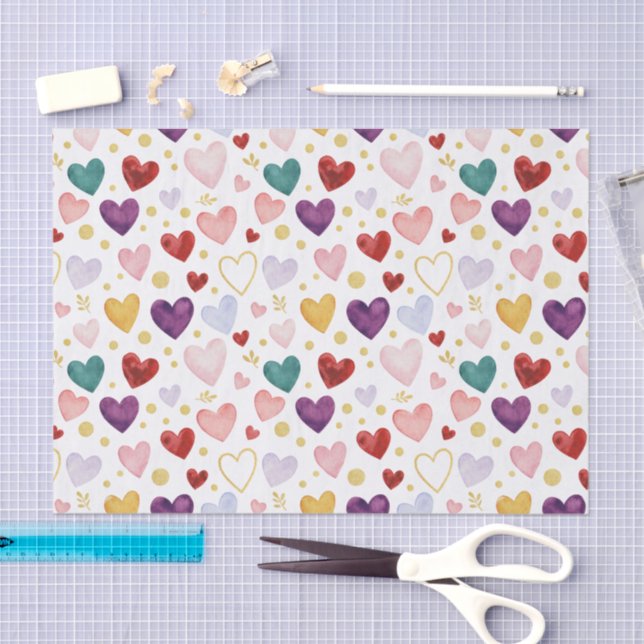 Papel De Seda Whimsical Watercolor Hearts: Gold Glitter (Arte )
