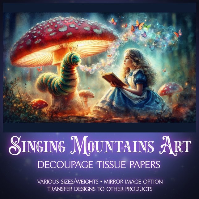 Papel De Seda Whimsical Wonderland Alice Caterpillar Decoupage (Criador carregado)