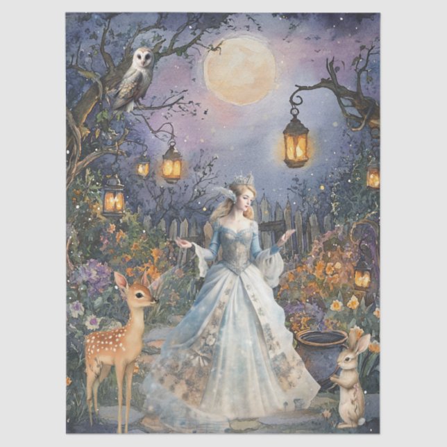 Papel De Seda Whimsical Woodland Animals & Fairy Decoupage Paper (Frente )