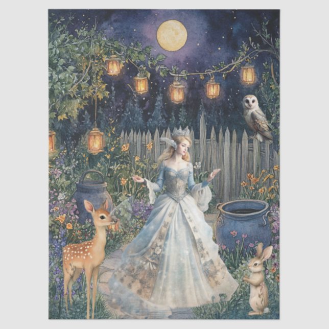 Papel De Seda Whimsical Woodland Animals & Fairy Decoupage Paper (Frente )