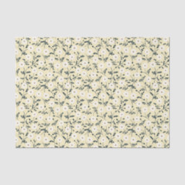 Papel De Seda Whispering Meadow - Butter Yellow Floral Pattern