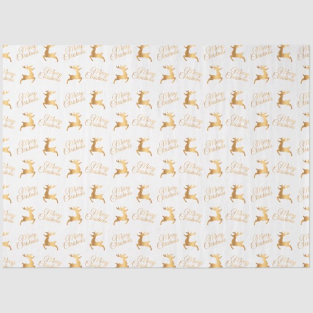 Papel De Seda White and Gold Merry Christmas Word Art (Frente )