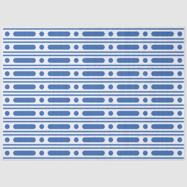 Papel De Seda White Blue Bone Inlay Dots Border Decoupage Paper (Frente )