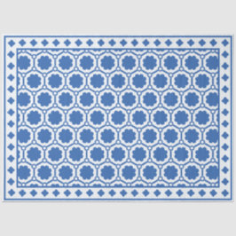 Papel De Seda White Blue Modern Bone Inlay Decoupage Paper