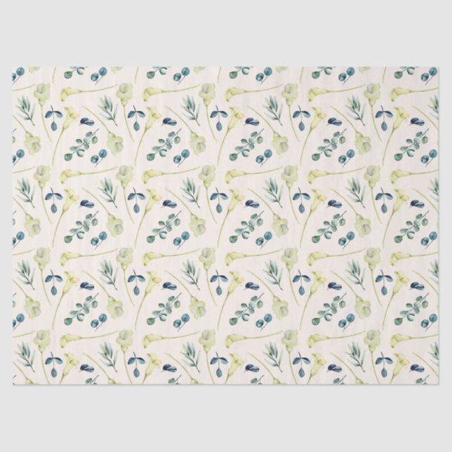 Papel De Seda White Calla Lily e Eucalyptus (Frente )