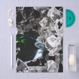 Papel De Seda White Crystals in Black outer space