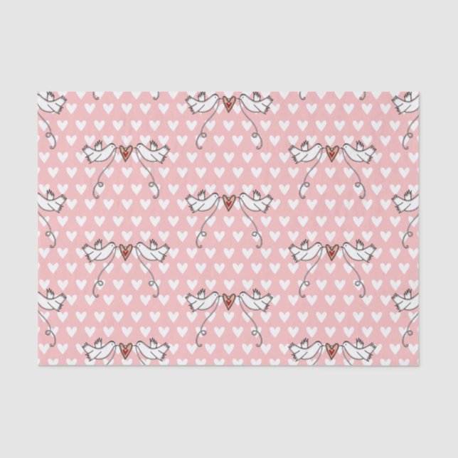 Papel De Seda White Doves & Love Heart Paper (Frente )