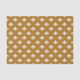 Papel De Seda White Fleur-de-lis no Matte Dourado