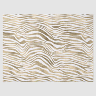 Papel De Seda White Glam Dourado Zebra Impressão Animal