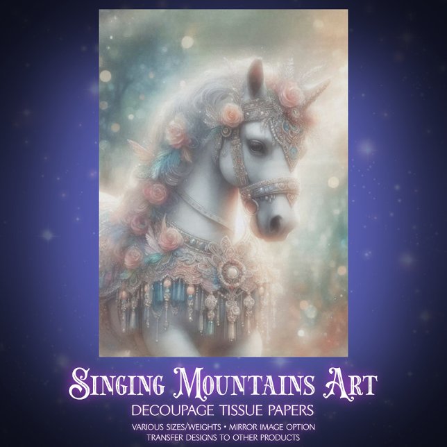 Papel De Seda White Horse Fantasy Animal Craft Decoupage (Criador carregado)