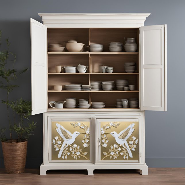 Papel De Seda White Hummingbird no Dourado Livro de Tecido de De (Criador carregado)