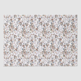 Papel De Seda White Leaves Berries Watercolor Floral Elegante