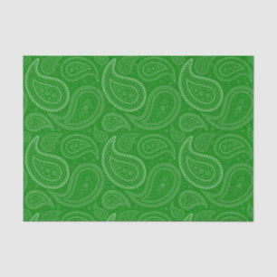 Papel De Seda White Paisley Standard on Green Tissue Paper