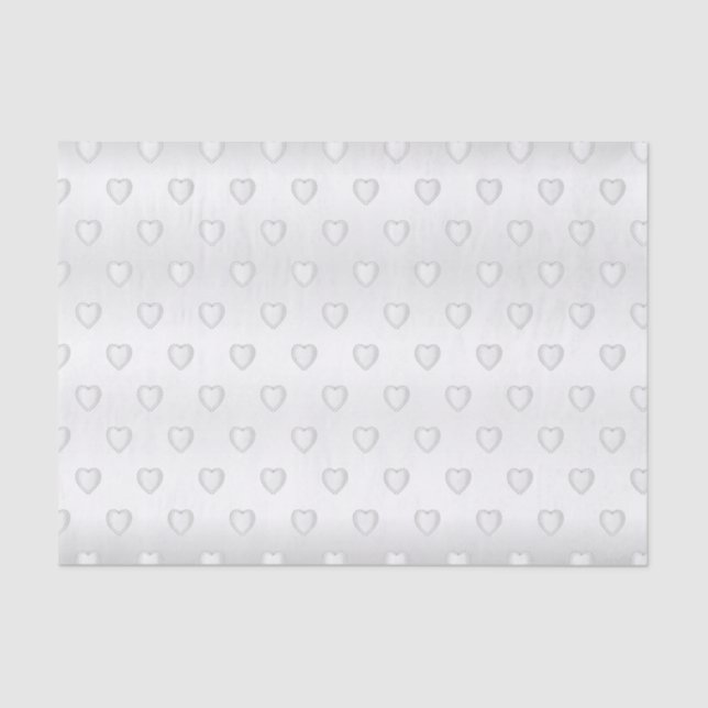 Papel De Seda White Satin Diamond Hearts (Frente )