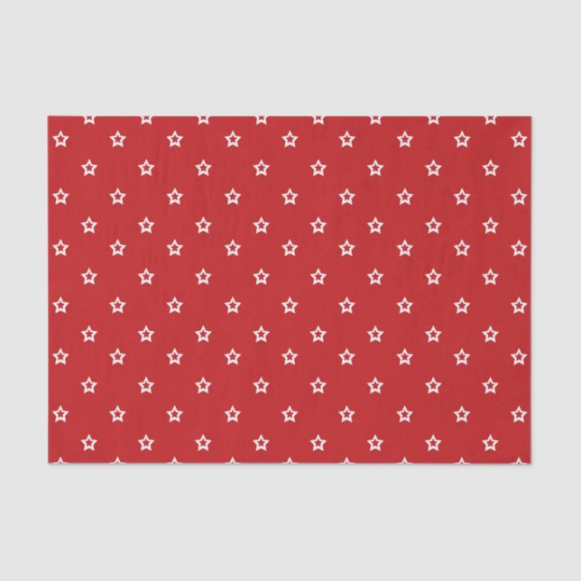 Papel De Seda White Stars on Bright Red  (Frente )