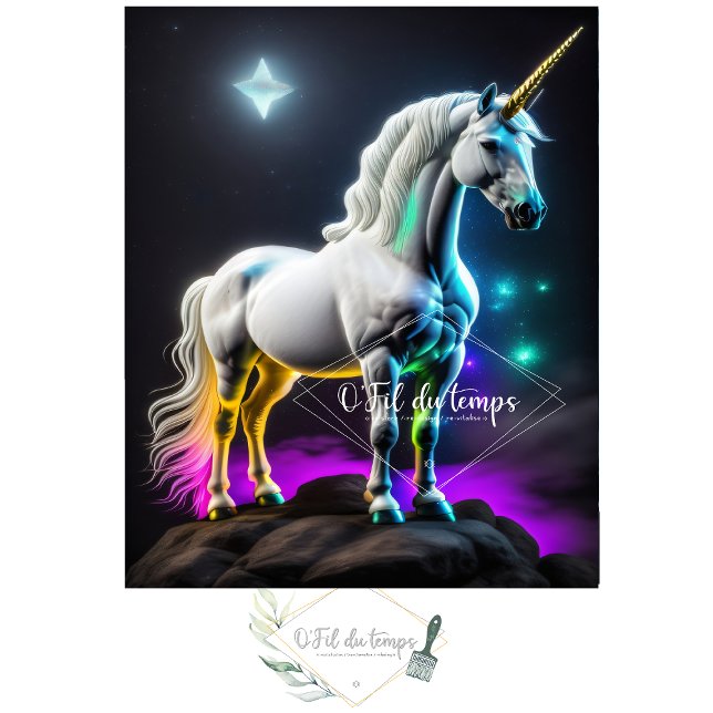 Papel De Seda White unicorn magical v10 Tissue paper (Criador carregado)