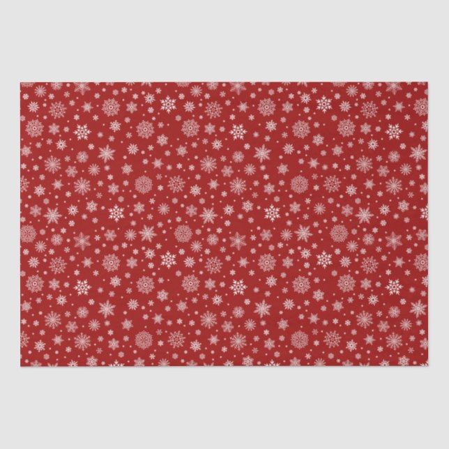 Papel De Seda White Winter Snowflake Bright Red (Frente )
