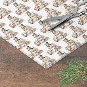 Papel De Seda White Winter Snowman no Natal