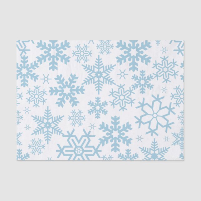 PAPEL DE SEDA WHITE WITH BLUE WINTER SNOWFLAKES (Frente )