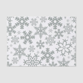 PAPEL DE SEDA WHITE WITH GREEN WINTER SNOWFLAKES