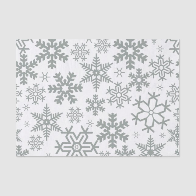 PAPEL DE SEDA WHITE WITH GREEN WINTER SNOWFLAKES (Frente )