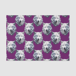 Papel De Seda White Wolf Head Pattern Design Purple 