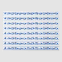 Papel De Seda Whiteblue Bone Inlay Floral Border Decoupage Paper