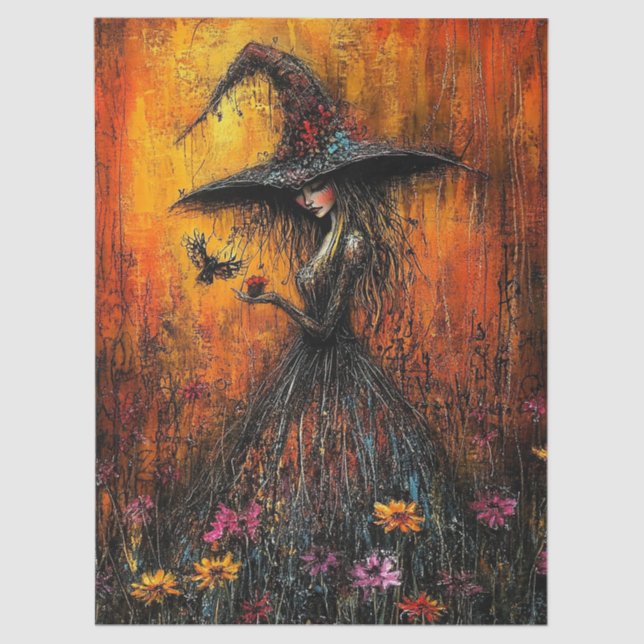 Papel De Seda Wicked Witch in Large Hat Decoupage Tissue Paper (Frente )