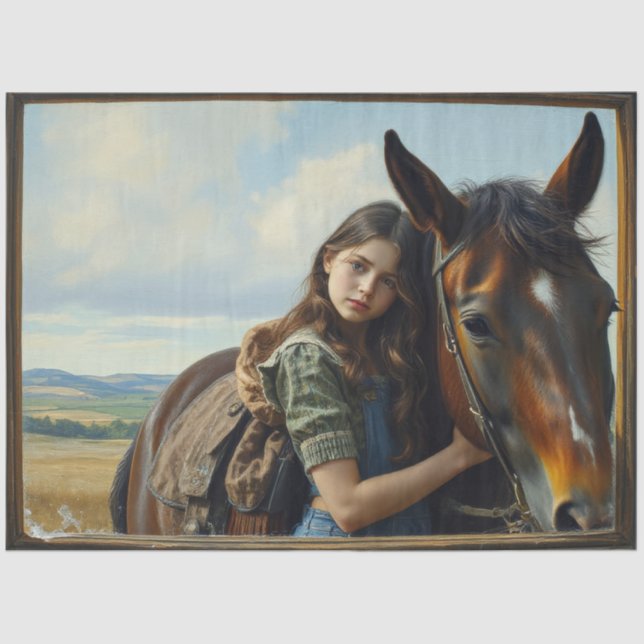 Papel De Seda Wild Gypsy girl with her horse (Frente )