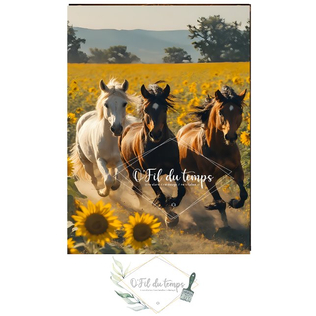 Papel De Seda Wild horses field of sunflowers decoupage  (Criador carregado)