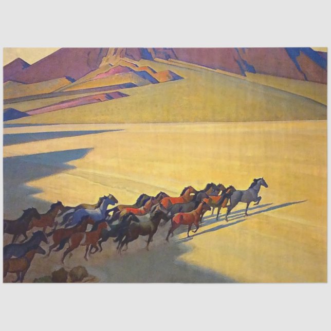 Papel De Seda "Wild Horses of Nevada", por Maynard Dixon (Frente )