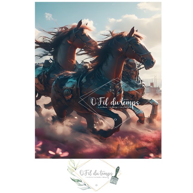 Papel De Seda Wild horses Post apocalyptic futuristic V3 (Criador carregado)