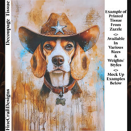 Papel De Seda Wild West Beagle Dog In Cowboy Hat EY4 Decoupage