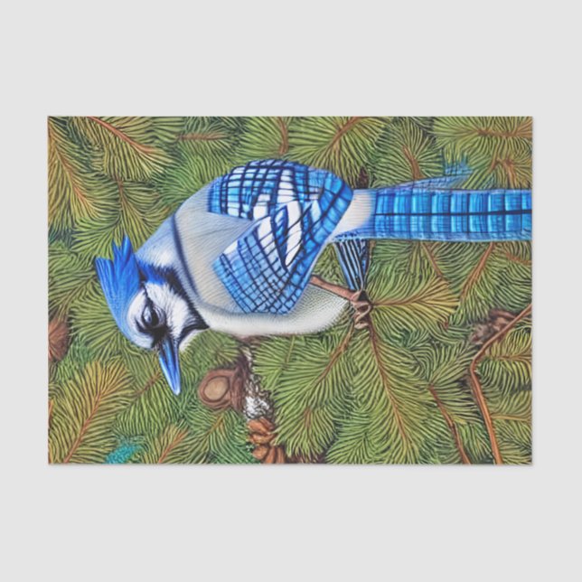 Papel De Seda Wilderness Evergreen Blue Jay (Frente )
