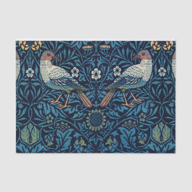 Papel De Seda William Morris Blue Birds Tapeçaria Clássica (Frente )