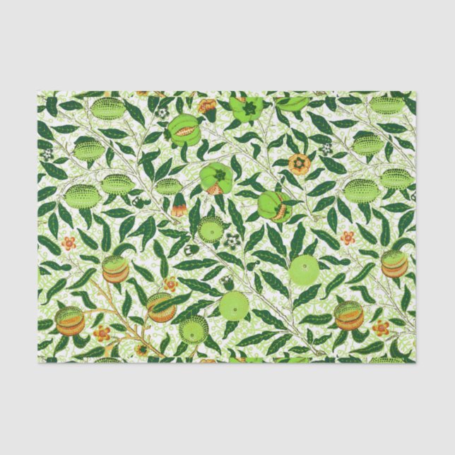 Papel De Seda William Morris Fruta Exótica, Verde limão (Frente )