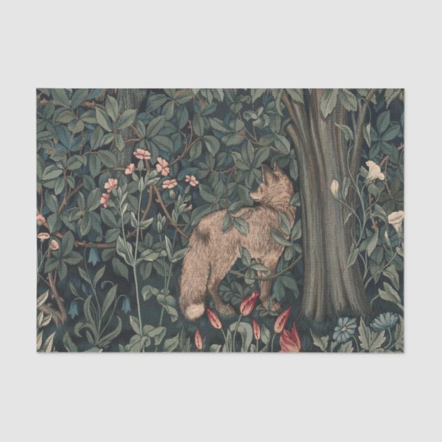 Papel De Seda William Morris Greenery Fox Willife (Frente )